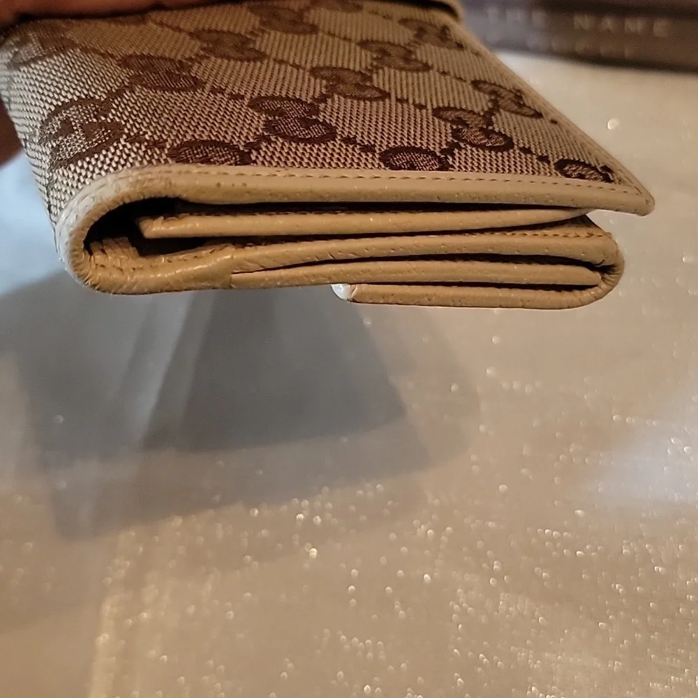 Gucci GG Monogram Logo Canvas Leather Long Wallet Authentic - Picture 10 of 16